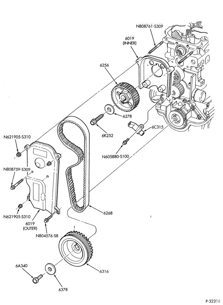 60.1M - 4 CYL. 2.0L - EXC. DOHC-Timing belt & cover