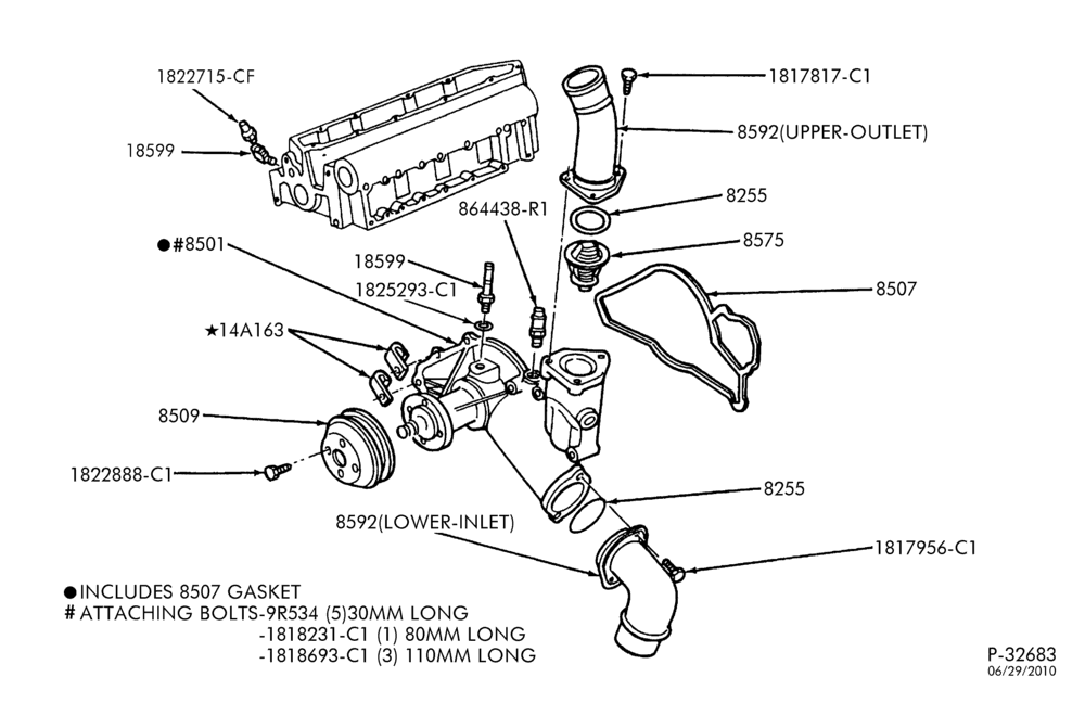 80 - RADIATOR, GRILL AND COOLING-Water pump - 8 cyl. 7.3L Diesel-L1