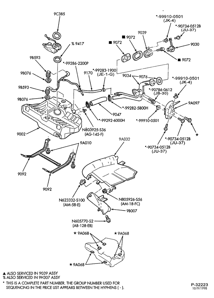 90 - 4 CYL. 2.0L - EXC. DOHC-Fuel system - tank installation