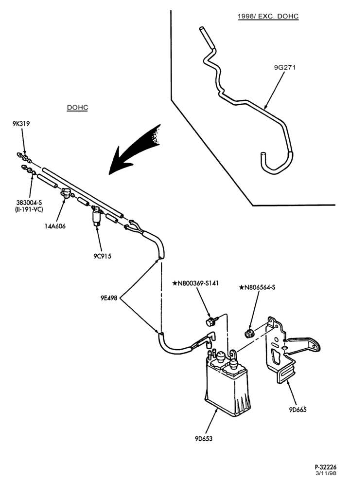 96.1 - 4 CYL. 2.0L - EXC. DOHC-Fuel vapor canister & related parts