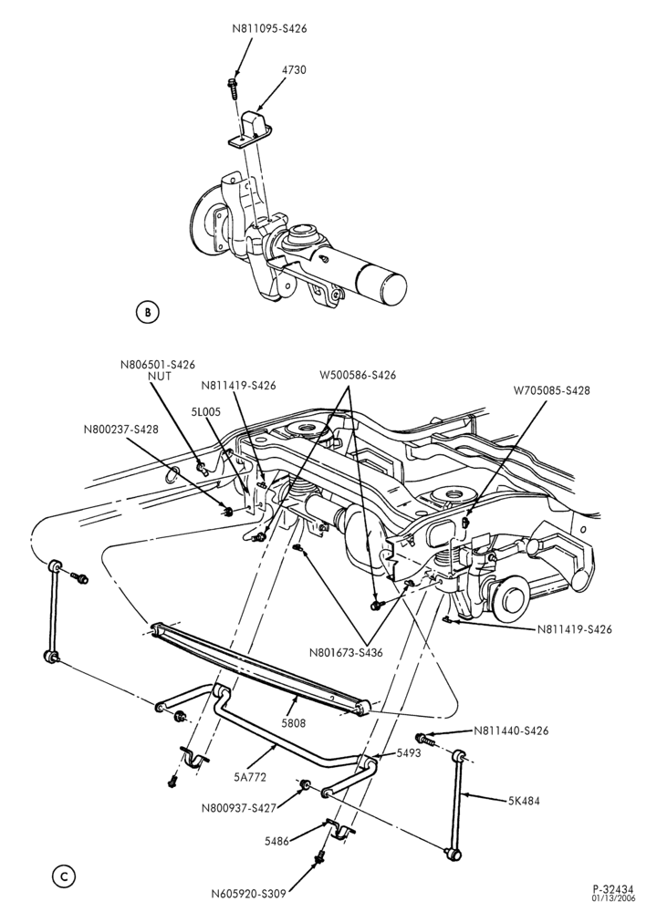 54 - SPRING, STABILIZERS, REAR SUSPENSION-Rear suspension - stabilizer bar - rear - Page B-TE
