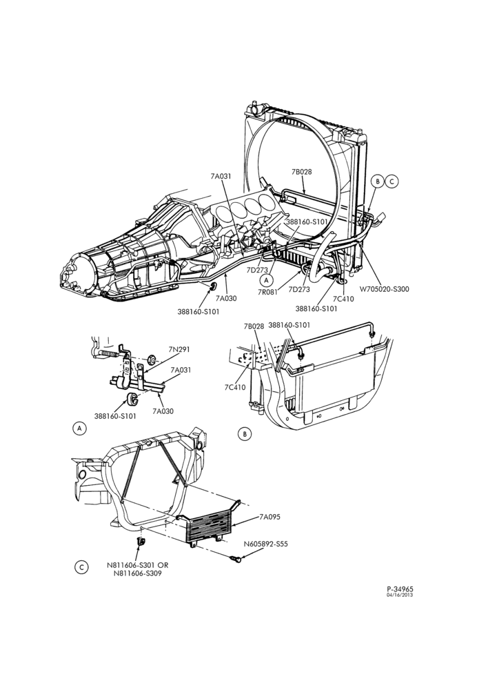 AUTOMATIC TRANSMISSION-EXTERNAL PARTS - Transmission oil cooling system - 8 cyl. 5.4L & 10 cyl. 6.8L - ""Before 2/6/00''-L1