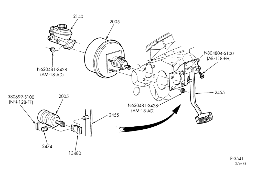 23 - BRAKES-Brake pedal & booster installation - electric-R