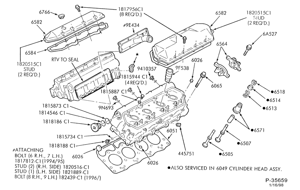 60.1C - 8 CYL. 7.3L POWERSTROKE-Valves, cylinder head & related parts-F650/750