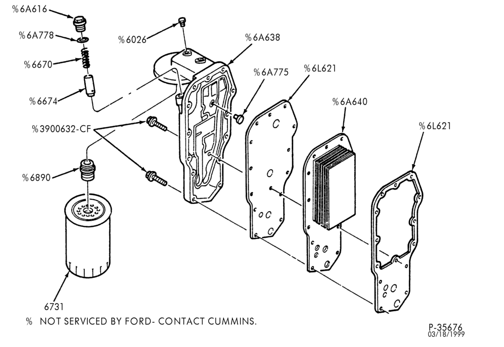 6 CYL. 5.9L CUMMINS ISB-Oil filter & related parts-F650/750