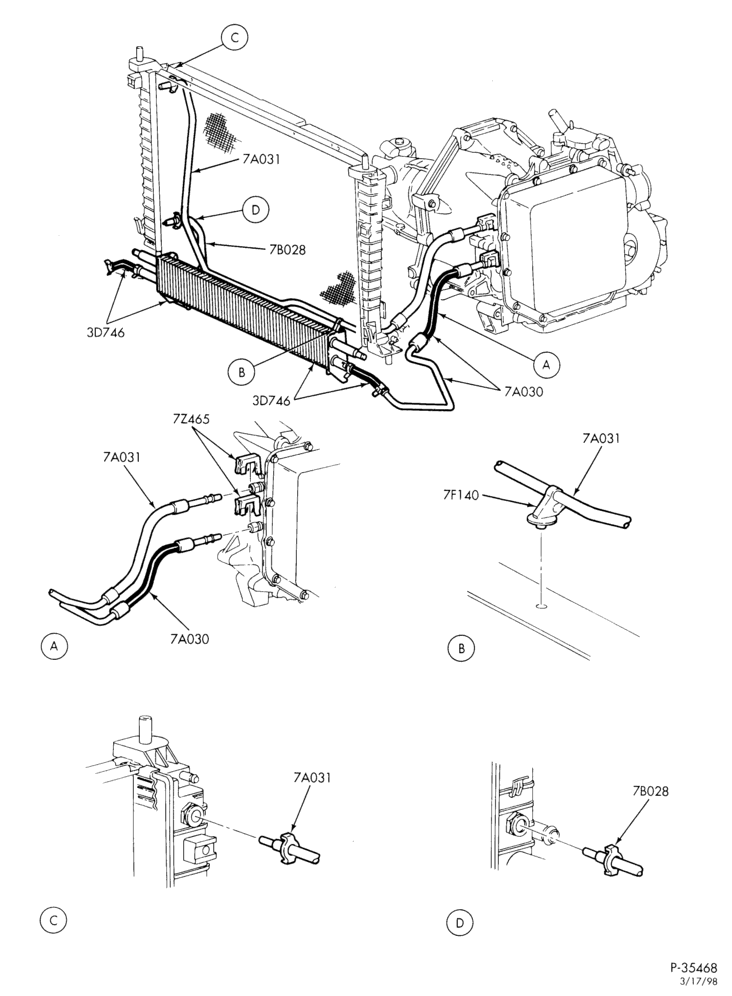 AUTOMATIC TRANSMISSION-EXTERNAL PARTS - Oil cooling system - with trailer tow - 6 cyl. 3.0L & 3.8L-TW