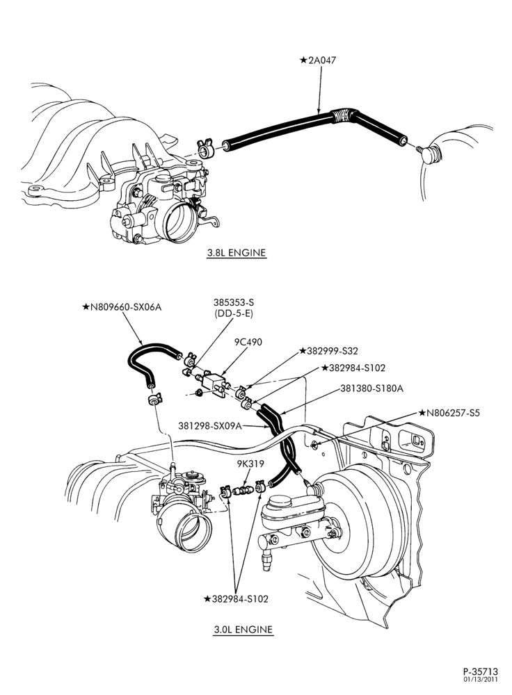 90 - MANIFOLDS, THERMOSTATS & EMISSION PARTS-Power brake hose & related parts