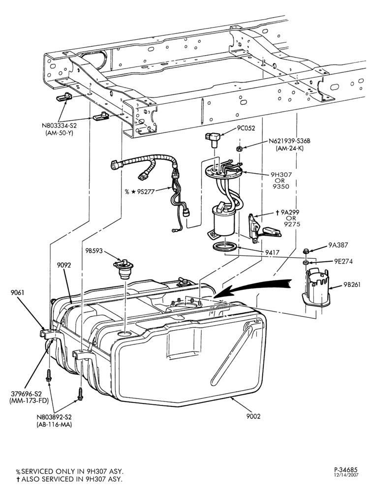 90 - 10 CYL. 6.8L-Fuel tank & related parts - 37 gal. - exc. Chassis Cab
