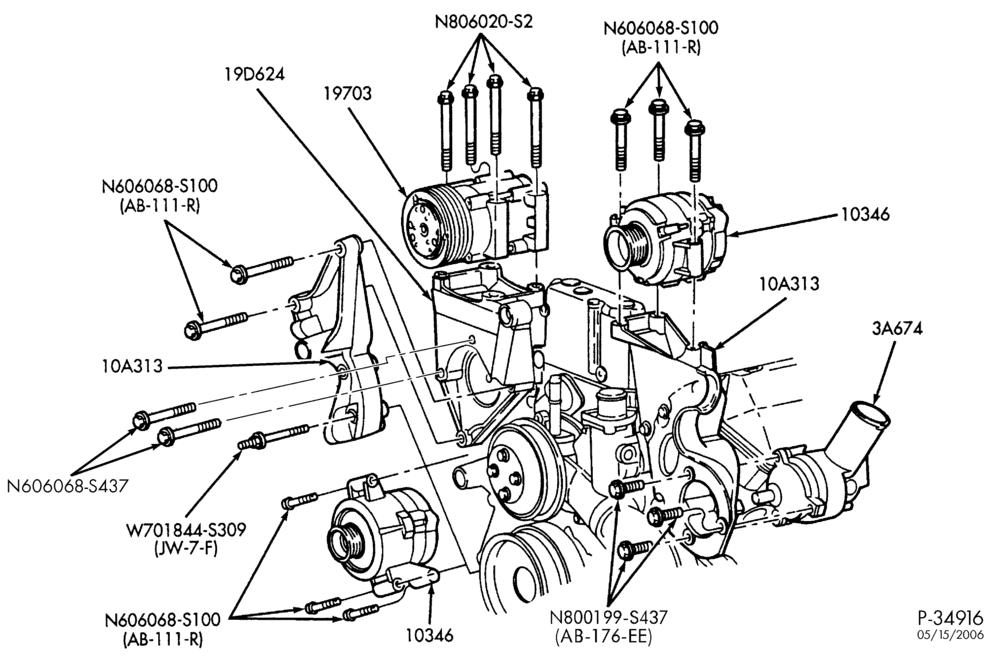 103 - DISTRIBUTOR AND IGNITION SYSTEM-Alternator mounting brackets - 8 cyl. 7.3L - Diesel