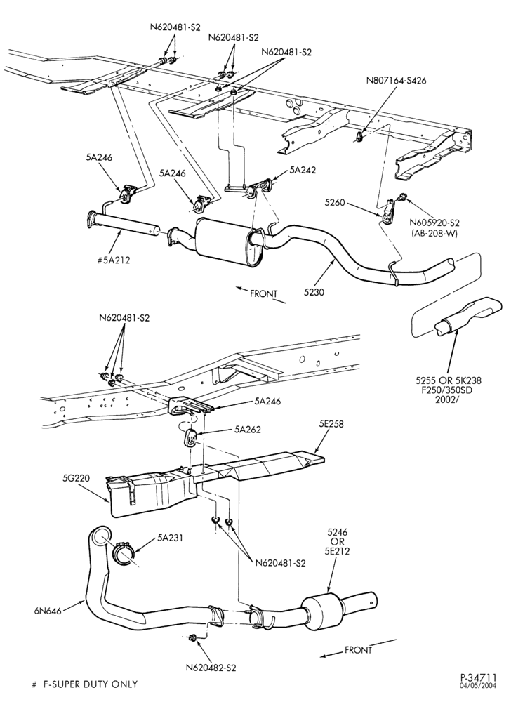 EXHAUST-Exhaust system - 8 cyl. 7.3L - diesel-F250SD/550SD