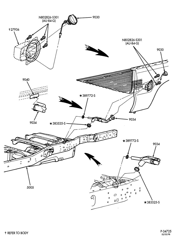 90.1 - 8 CYL. 7.3L - DIESEL-Fuel filler pipe installation