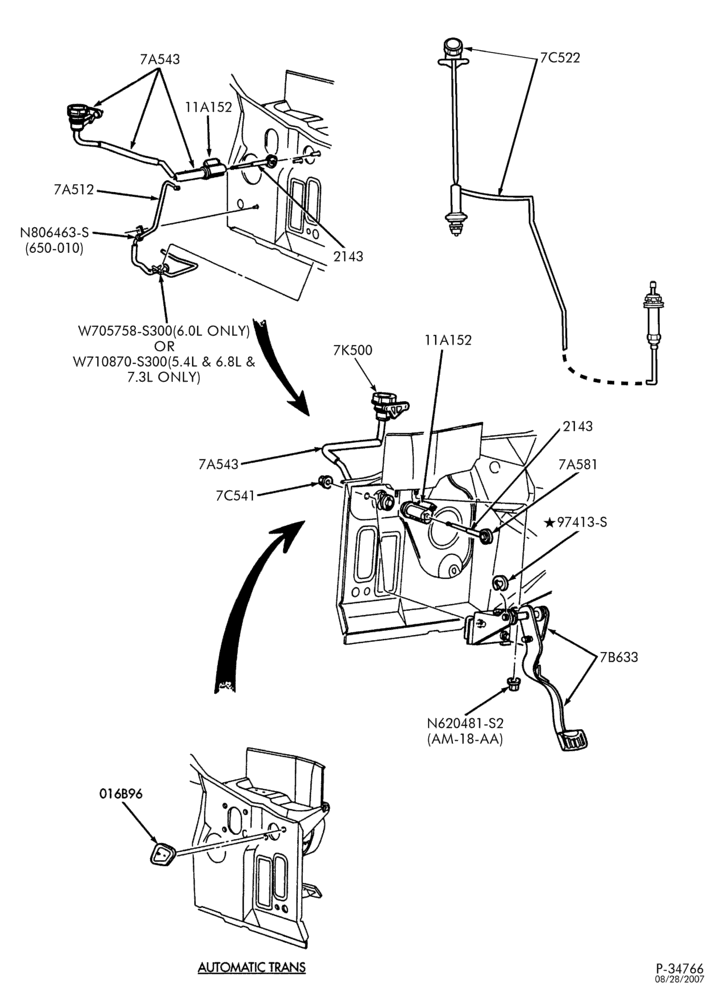 75 - EXTERNAL PARTS-Clutch & brake pedal - hydraulic actuated-F250SD/550SD
