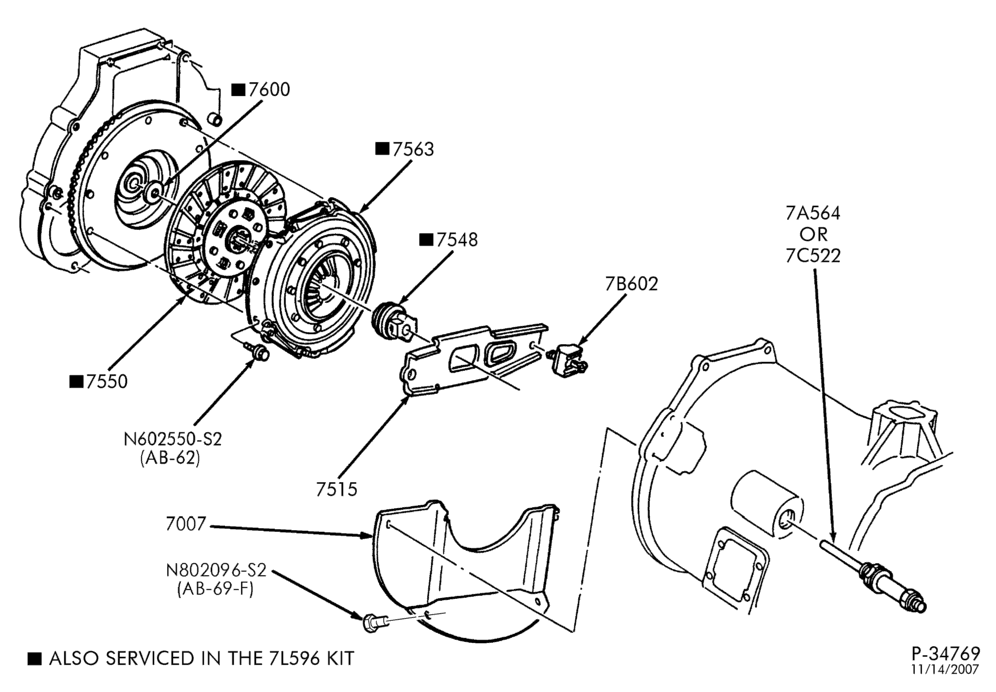 75.1 - EXTERNAL PARTS-Clutch disc pressure plate & housing - 8 cyl. 7.3L diesel-F250SD/550SD