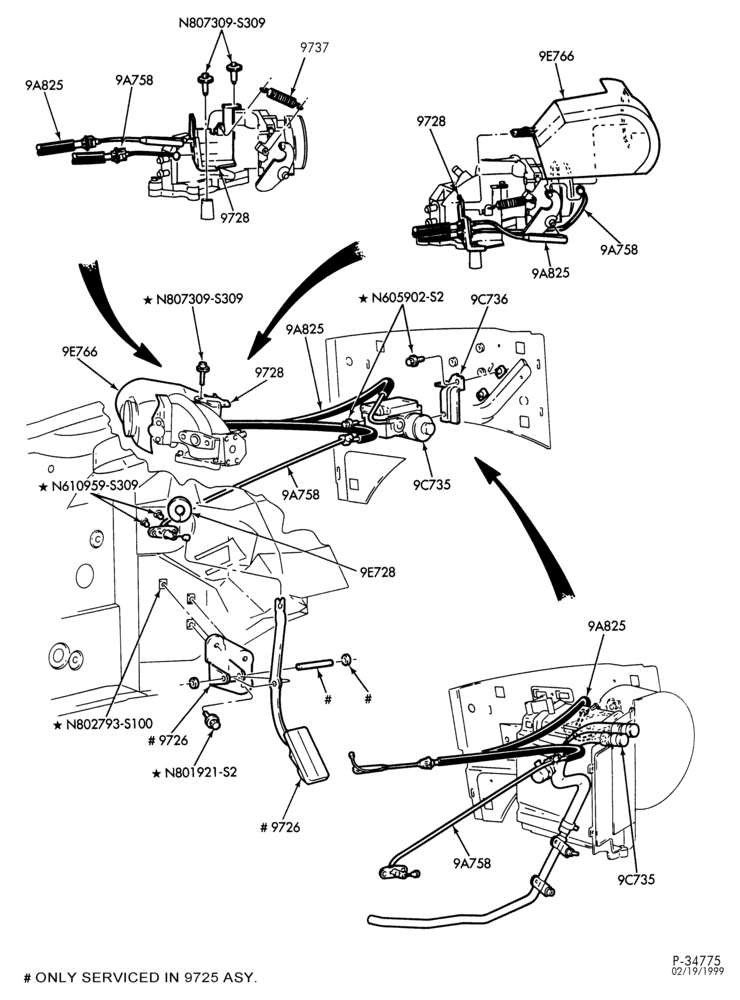 97 - 10 CYL. 6.8L-Accelerator linkage - with fixed pedals