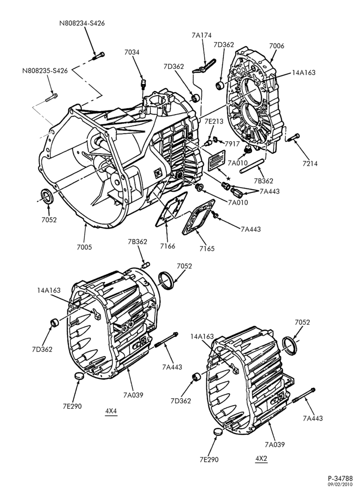 70.6 - INTERNAL PARTS-Transmission case extension housing - 6 SPEED - ZF-F250SD/550SD