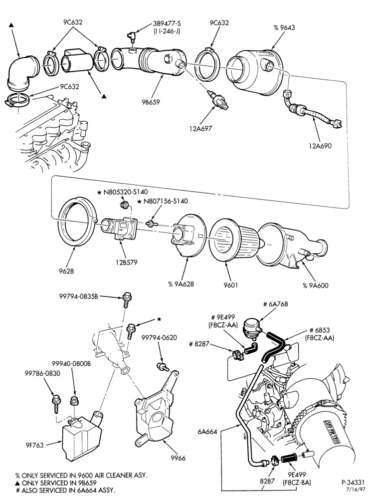 96 - 4 CYL. 2.0L - DOHC - W (ESCORT)-Air cleaner