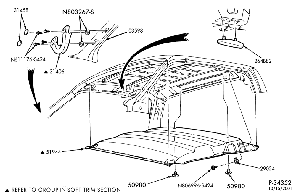 I/T - SOFT, INTERIOR TRIM-Interior trim - roof trim - SuperCab-F250SD/550SD