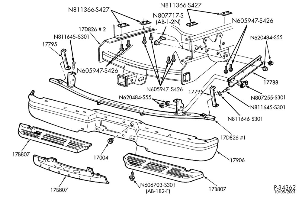 176 - BUMPERS-Rear bumper & related parts-F250SD/550SD