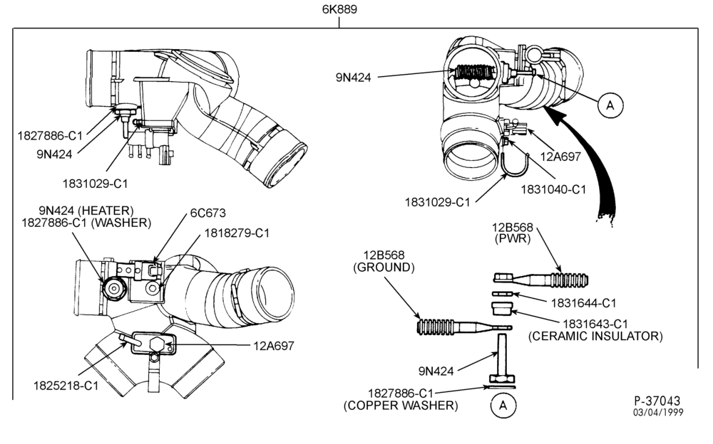 93.1 - 8 CYL. 7.3L - DIESEL-Manifold (turbo air) & intake air heater