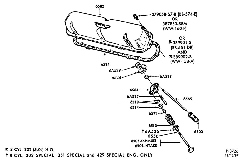 62 - 6 CYL. 4.9L (300 C.I.D.)-Valves, push rods, rocker arm cover