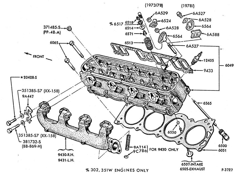 62 - 8 CYL. 5.8L (351 C.I.D.)-1980/82 - head - typical