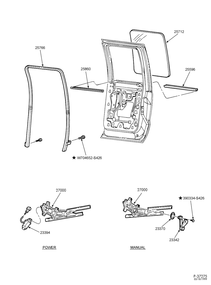 200 - BODY SIDES AND QUARTER-Rear door window parts - Crew Cab-F650/750