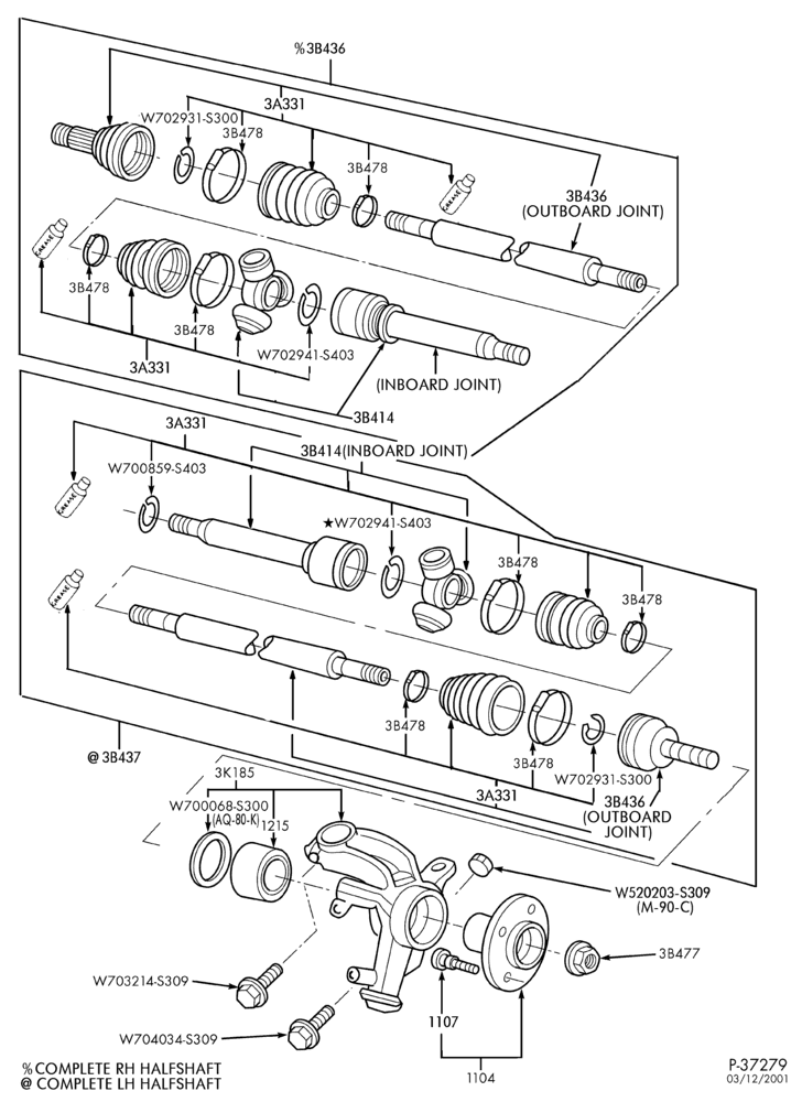 30 - FRONT SUSPENSION-Front wheel driveshaft & joint assembly - M/T