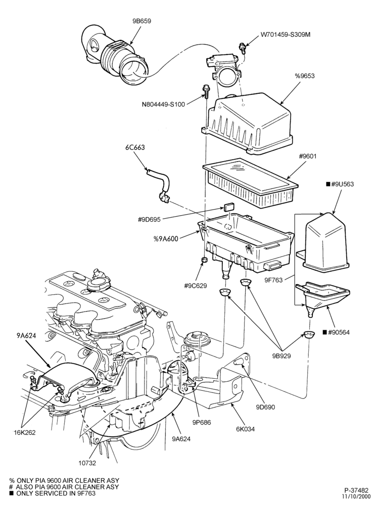 96 - 4 CYL. 2.0L - EXC. DOHC-Air cleaner