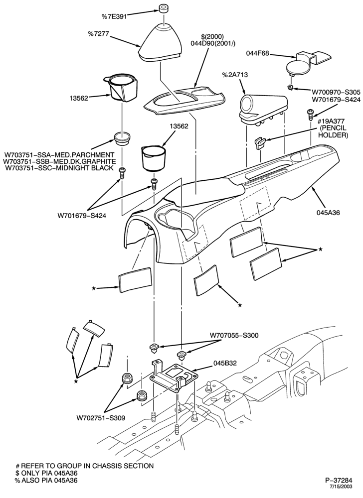 045 - BODY FRONT-Console & related parts - M/T - low series