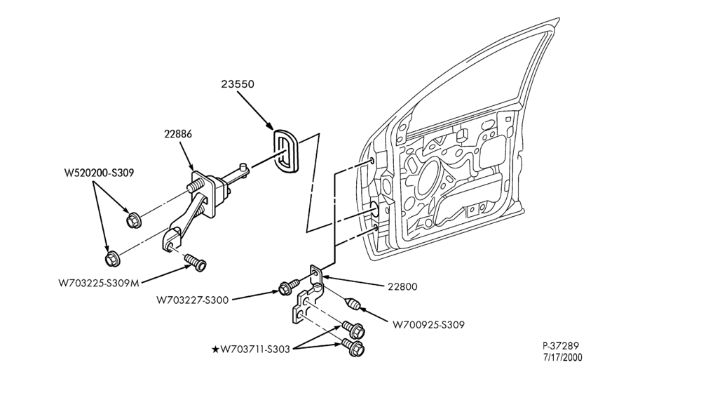 230.1 - BODY SIDES AND QUARTER-Hinges, seals & related parts - front door