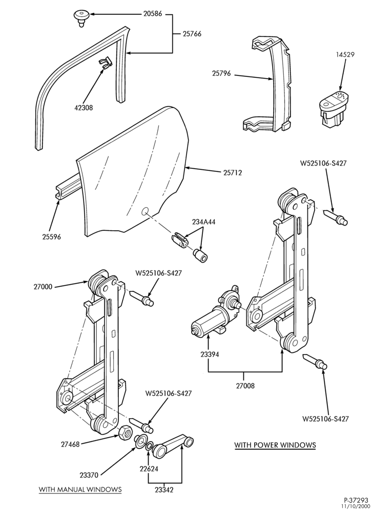 240 - BODY SIDES AND QUARTER-Window parts - rear door
