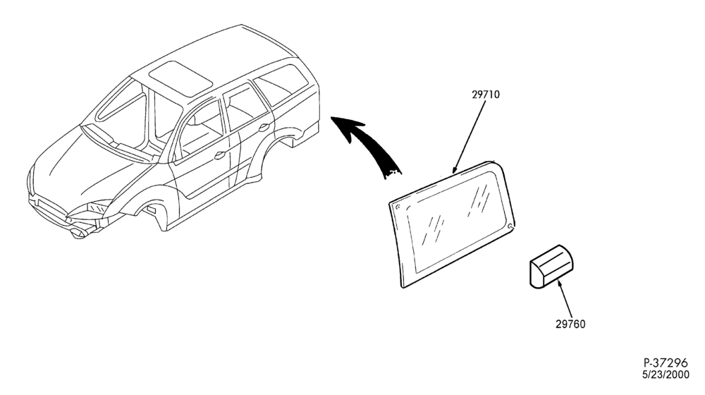 290 - BODY SIDES AND QUARTER-Window parts - quarter - B/T 74