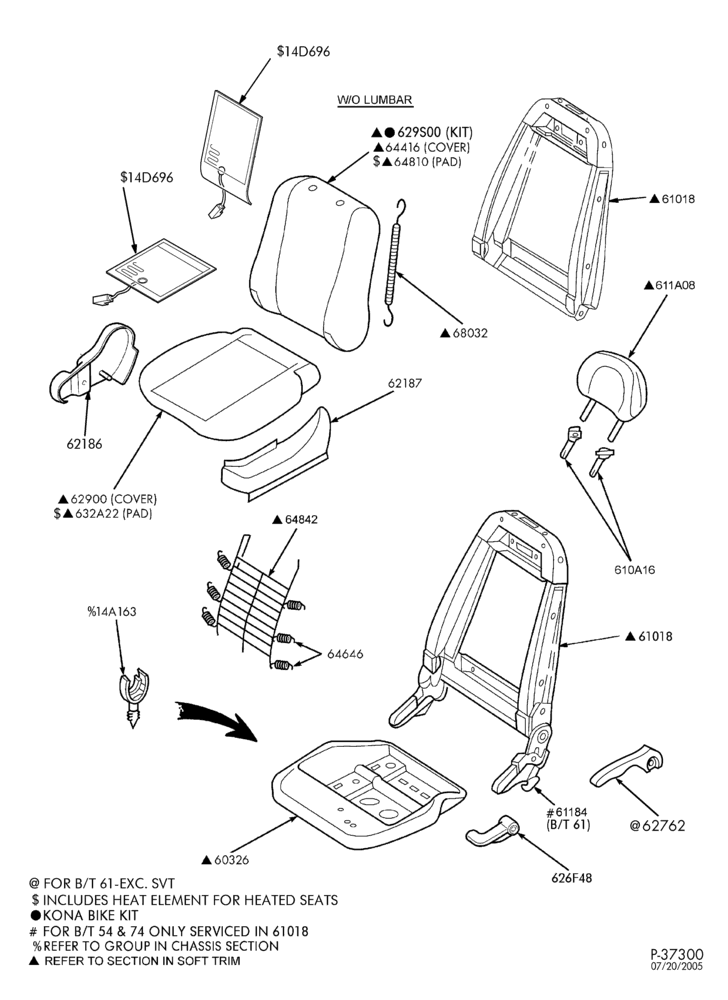 600 - SEATS AND SEAT BELTS-Front seat mechanism - upper half - without lumbar