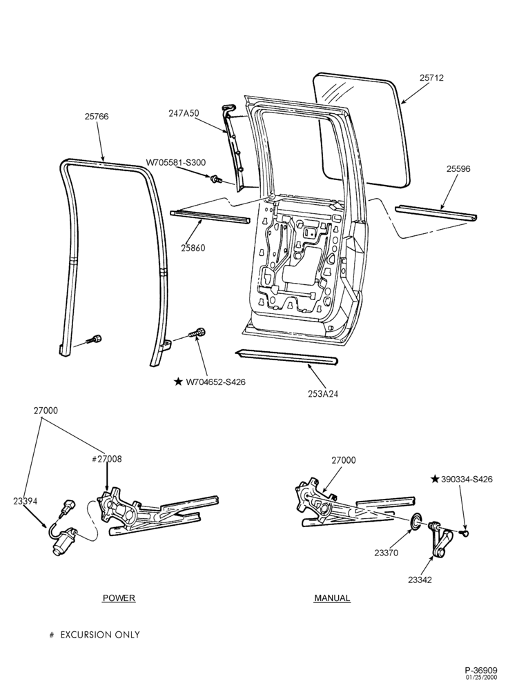 200 - BODY SIDES AND QUARTER-Rear door window parts-L1