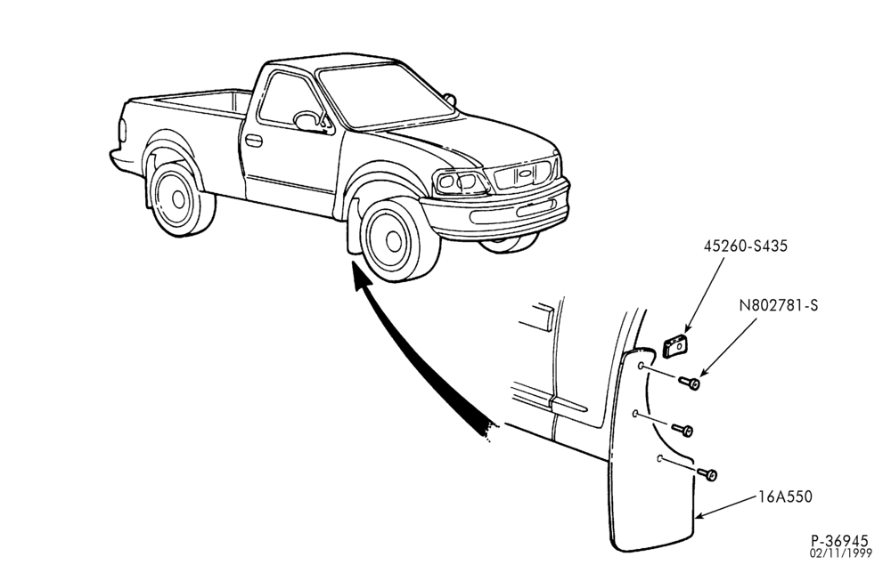 160 - FENDERS AND HOODS-Splash shield kit-F250SD/550SD