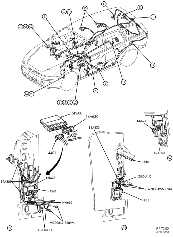 Схема установки 1S4Z-15K600-CA