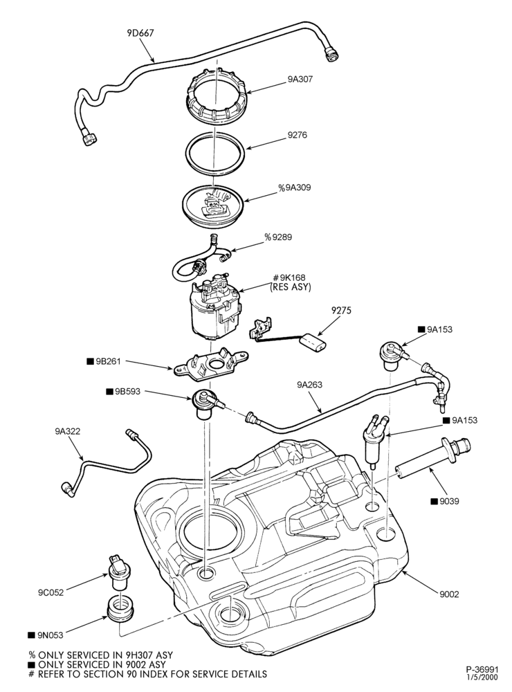 90 - 4 CYL. 2.0L - DOHC-Fuel system - tank installation - Page A