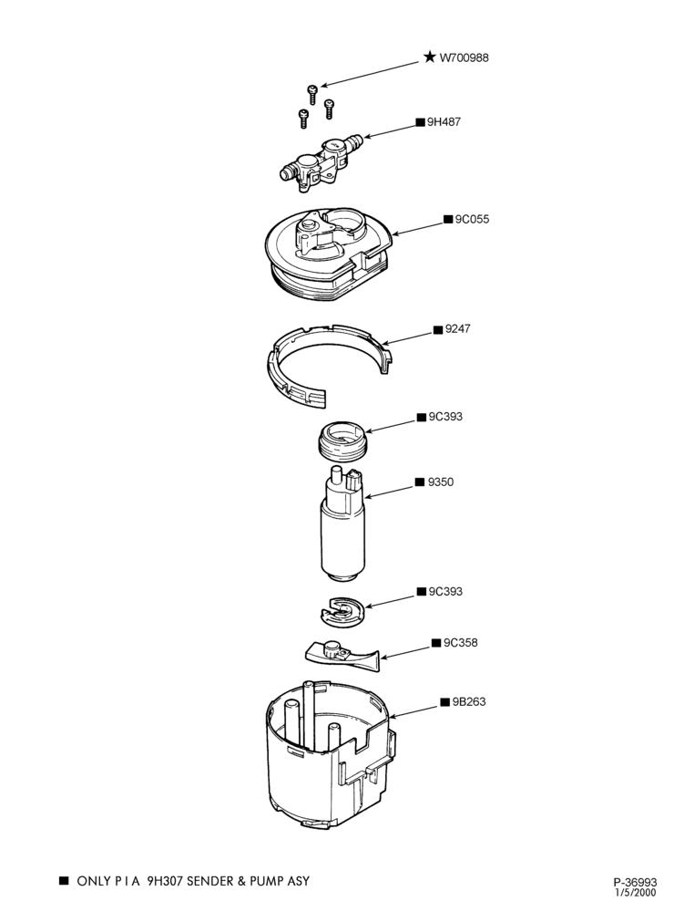 90 - 4 CYL. 2.0L - DOHC-Fuel system - tank reservoir & related parts