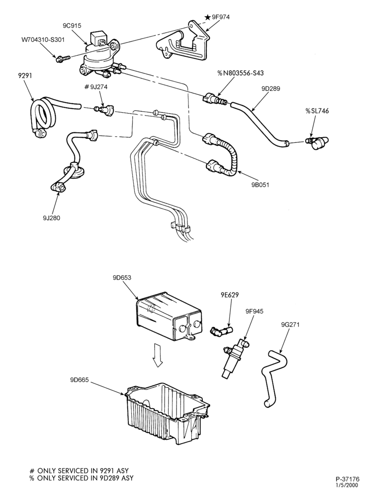 96.1 - 4 CYL. 2.0L - EXC. DOHC-Fuel vapor canister & related parts