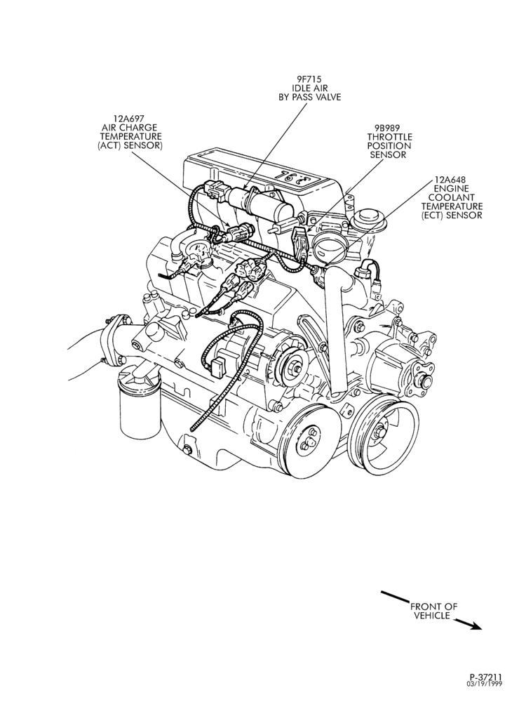 STARTER, IGNITION AND HEADLAMP SWITCHES-Engine control sensors & wiring - 6 cyl. 2.9L