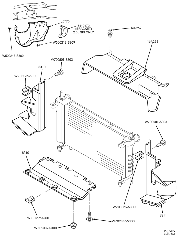 82 - RADIATOR, GRILL AND COOLING-Radiator grille air deflectors, watershield & upper radiator sight shield