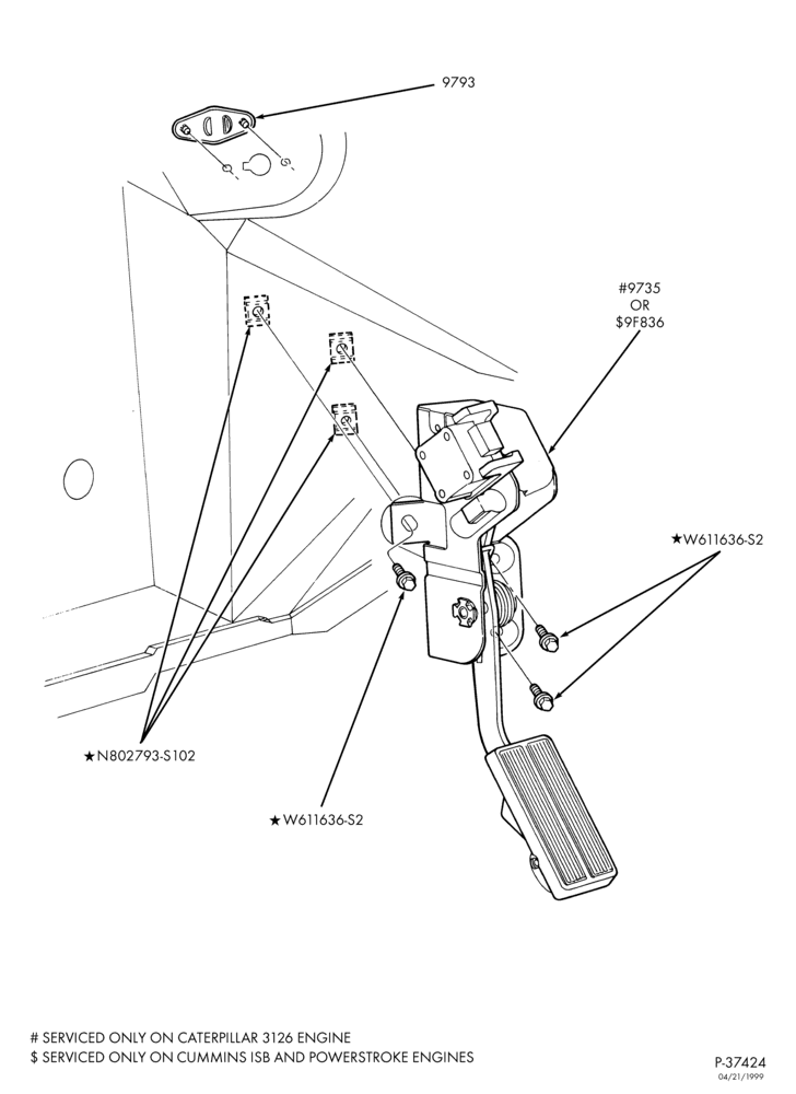 97.1 - 6 CYL. 5.9L CUMMINS ISB-Accelerator pedal assembly