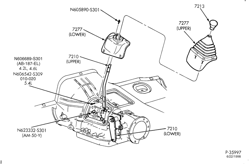 72.1 - TRANSMISSION CASE EXTENSION HOUSING - 5 SPEED - ZF-Transfer case gearshift mechanism & boots-F150/250-Under 8500# GVW