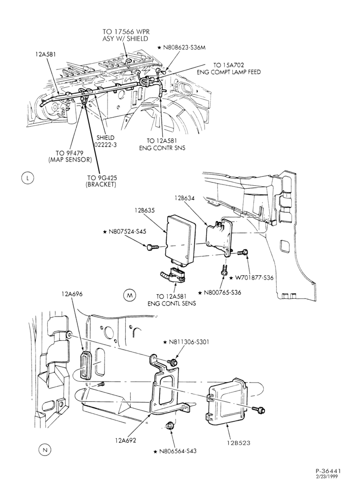 ELECTRICAL SYSTEMS-Wiring system - engine compartment - 8 cyl. 7.3L Powerstroke - Page D-F650/750