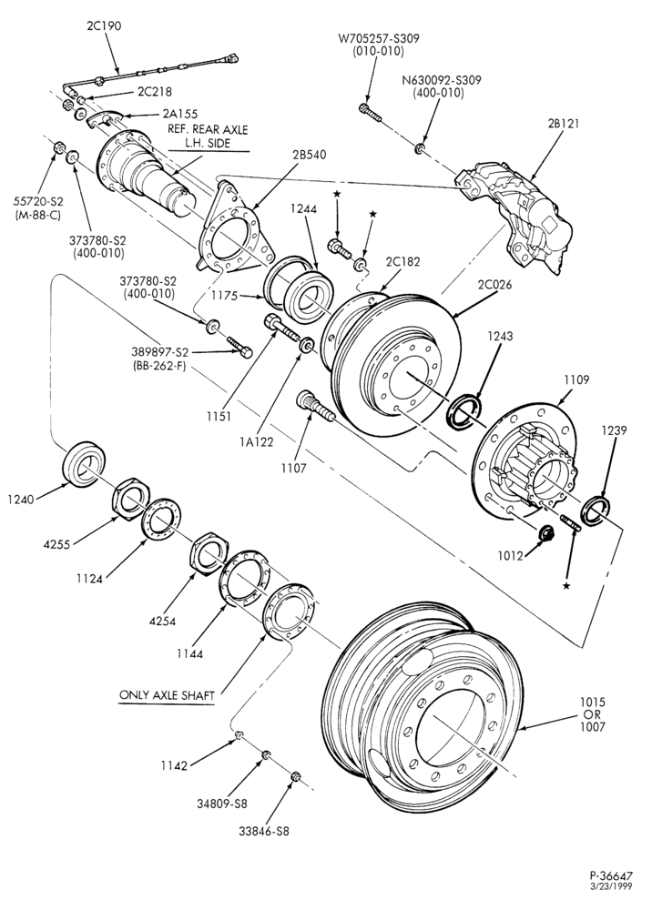 BRAKE SYSTEMS-17,500 lb. rear axle - disc brake, 10 hole - disc wheel - Dayton-F650/750