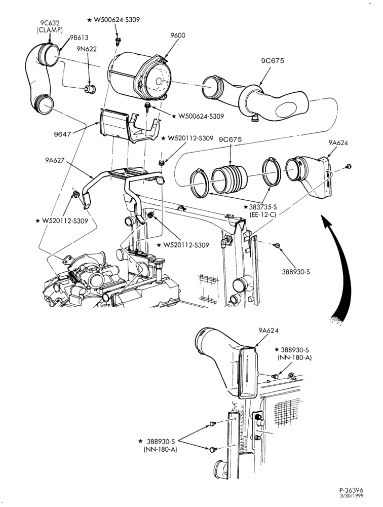 96.1 - 8 CYL. 7.3L POWERSTROKE-Air cleaner & related parts
