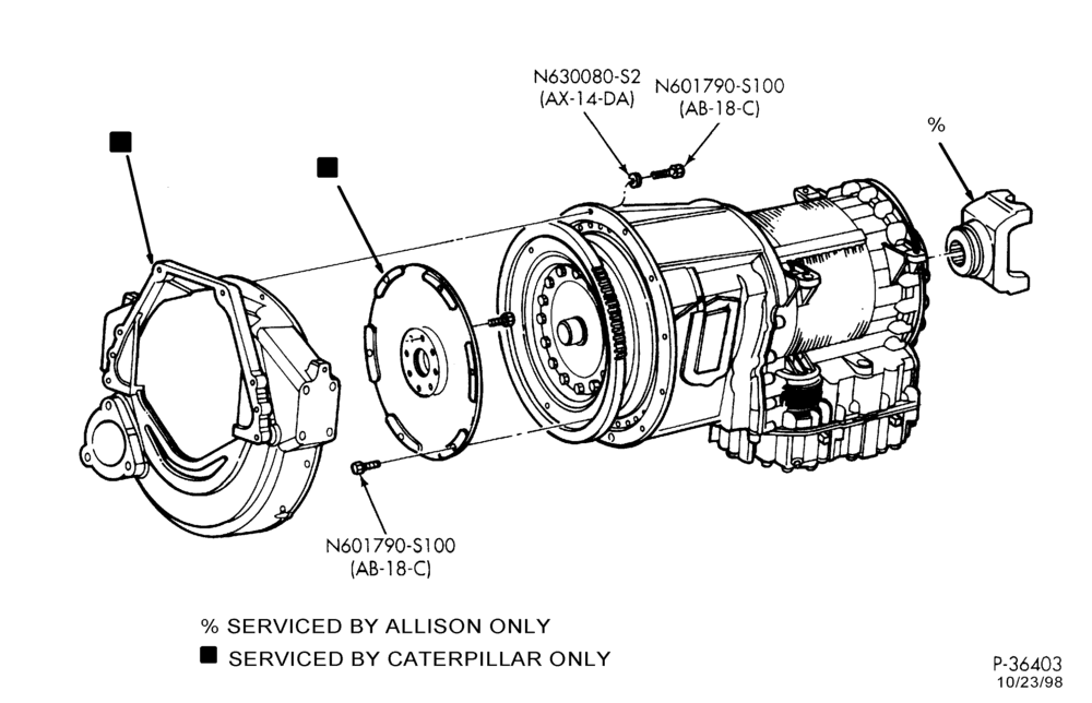 T75 - MD 3000 TYPE-TRANSMISSION & CONVERTER - MD 3050-CR & MD3560-WR - 6 cyl. 7.2L Caterpillar 3126-F650/750