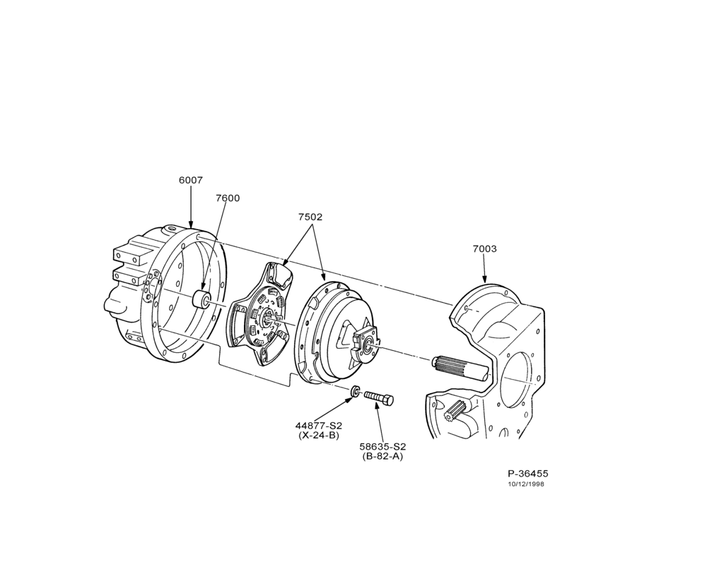 75.1 - EXTERNAL PARTS-CLUTCH & BRAKE PEDAL PARTS - Clutch asy. - single plate - 6 cyl. 5.9L Cummins ISB-F650/750