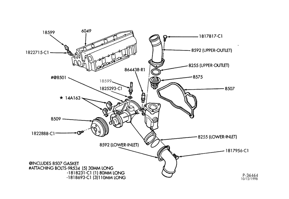 WATER PUMPS-WATER PUMPS- 8 cyl. 7.3L Powerstroke-F650/750