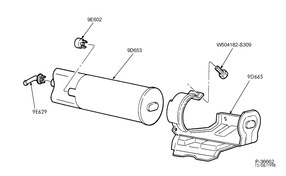 96.1 - 10 CYL. 6.8L-Fuel vapor storage & related parts - except California EMS